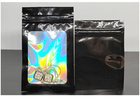 Emballage refermable holographique pochette plate en plastique fermeture éclair avec fenêtre sacs en mylar