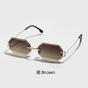 نظارات شمسية Finewell كلاسيكية كلاسيكية قديمة بشعار مخصص نظارات شمسية بدون إطار UV400 كلاسيكية مضلعة نظارات شمسية فاخرة من المصمم - Product Image 3