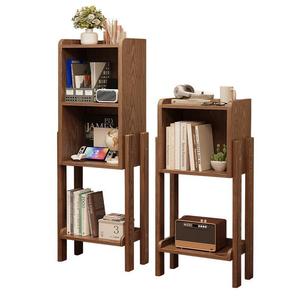 Solid Wood Bookshelf <b>Narrow</b> Floor <b>Storage</b> Rack For Living Room Bedroom - Product Image 2