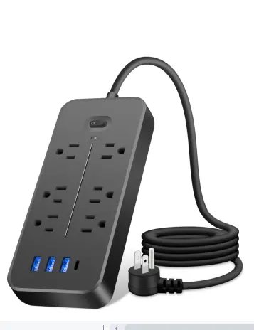 Wonplug New Lightning Surge Protector 6 Outlets Power Strip With 3 USB 1 Type C Phone Charger US Plug Electric Extension Socket