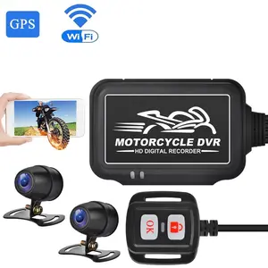 오토바이 DVR FHD 전면 및 후면 뷰 듀얼 1080P IP67 방수 카메라 와이파이 GPS 나이트 비전 대시 캠 더블 렌즈 모토