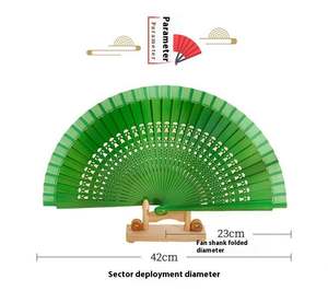 Elegante Abanico de Bambú Plegable Hecho a Mano con Encaje Blanco Vintage para Boda, con Borlas - Product Image 6