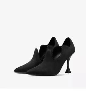 Support OEM/ODM Elegant Design Ladies High Heels Shoes Genuine Cowhide Leather 9cm Women High Heel Pumps With Glass Heel