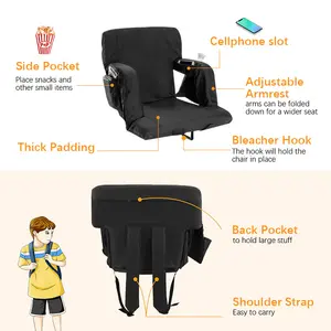 Seat Stadium Portable Bleacher Chair Reclining Stadium Seat Chairs Folding Stadium Seat With Armrest
