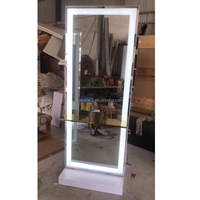Stations de coiffure en acier inoxydable, station de miroir, station de barbier avec éclairage LED