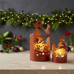 Latest Wholesale Durable Santa Sleigh Design Cutwork Metal Votive <b>Candle</b> Holders for Christmas Home Decoration - Product Image 6
