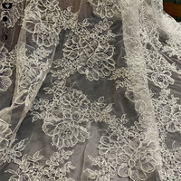 Tissu en dentelle française cordée de haute qualité pour robe de mariée 150cm