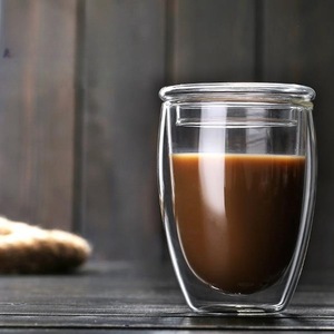 แก้วกาแฟเอสเพรสโซ่ทรงคลาสสิก Boyu แบบสองชั้น ฉนวนกันความร้อน เป็นมิตรกับสิ่งแวดล้อม ฝาไม้ไผ่/แก้ว สำหรับกาแฟเย็น ชา ดื่มในร้านกาแฟ - Product Image 1