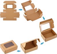 QWORK 30 boîtes rectangulaires en papier kraft avec fenêtre transparente en PVC 85x60x30mm Emballage cadeau et artisanat pour célébrations