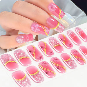 16 autocollants/feuille de gel semi-durci coloré pour ongles, bandes de vernis à ongles à couverture complète, longue durée, sans cuisson, <span class=keywords><strong>d</strong></span>écalcomanies pour ongles - Product Image 3