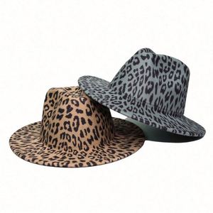 New Trend Stylish Two-Side Print Children's Casual Party Fedora <b>Hats</b> with Leopard Print <b>for</b> Unisex - Product Image 1