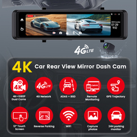 Écran tactile DVR de voiture 4k à double objectif 4g 12 pouces avec navigation GPS Wifi ADAS BSD 4g Live Streaming Fit Max 512g 4g Car Black Box