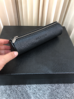 Étui à crayons cylindrique en cuir PU avec logo personnalisé, fermeture éclair, porte-stylos, pochette de rangement pour maquillage