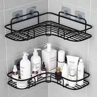 Vente en gros coin sans perçage caddie de douche étagère de rangement murale pour salle de bain avec crochets caddy de douche coin