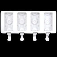 Moule à glace et à sucettes glacées 4 cavités Grands cercles Silicone de qualité alimentaire Écologique Démoulage facile Outils de fabrication de glace d'été Sac OPP