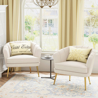 Fauteuils de salon modernes et confortables en tissu velours beige, fauteuil d'appoint, fauteuil de détente