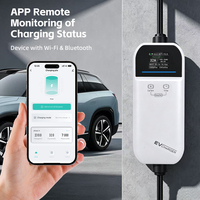 Cargador para Vehículos Eléctricos con Pantalla LCD de 3.5/7kW, Tipo 2, GBT, Tipo 1, Wifi, Control por Aplicación, 16A 32A, Corriente Ajustable, Control de Temperatura