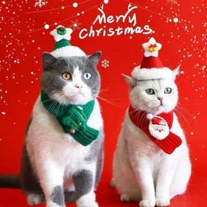 Christmas Cat <b>Scarves</b> Plush Pet Bibs Novelty Winter Accessories Soft Bandanas For Cats - Product Image 1