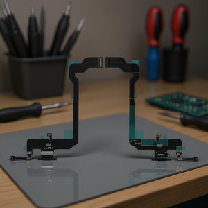 Cavo flessibile per porta di ricarica Lightning per Apple iPhone XS con microfono nero - Product Image 3