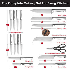 Hot Sale 19-Piece Stainless Steel Hollow Handle Cutlery <b>Set</b> Stainless Steel Kitchen <b>Knife</b> <b>Set</b> with Wooden Block - Product Image 5