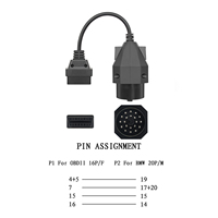 Adaptador de conector OBD II/2 de 16 a 20 pines, 16 Pines, OBD2 hembra a OBD1, Cable de enchufe de diagnóstico de conversión de 20 pines para BMW