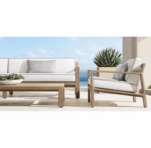 Meilleures ventes d'usine Villa Courtyard Teck Edge Table Outdoor Hotel Garden Terrace Sofa Modern Furniture