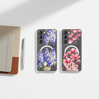 Étui de téléphone rigide magnétique rose à fleurs pour Samsung Galaxy S26 FE ultra S25