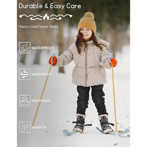 Pantalones de nieve Qbk para niños pequeños, pantalones de esquí impermeables con forro polar para niños y niñas, unisex - Product Image 6
