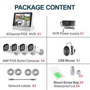 Kit NVR TSEye 4CH 4K 8MP, Sistema de Vigilancia CCTV a Color con Protección IP67, Monitor LCD, Cámara de Seguridad IP POE Tipo Bala - Product Image 6
