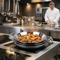 Poêle à frire à fond plat en acier inoxydable avec revêtement antiadhésif, idéale pour les fruits de mer et les légumes, compatible avec les cuisinières à gaz et à induction