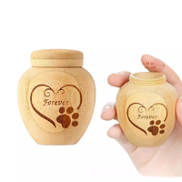 Mini Urne Funéraire Artisanale en Bambou Écologique et Durable, Gravée Motif Patte, pour Cendres de Chiens et Chats, Souvenir Commémoratif pour Animaux de Compagnie