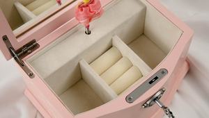 Boîte à musique en bois rose de luxe pour femmes et filles, collection de bijoux pour cadeau - Product Image 5