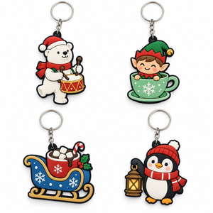 Llaveros de PVC Moldeados en Plástico con Diseño de Árbol de Navidad 2D Personalizados - Product Image 4