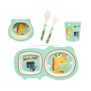 Dinosaure Dessins <span class=keywords><strong>bambou</strong></span> fibre <span class=keywords><strong>assiettes</strong></span> <span class=keywords><strong>creuses</strong></span> et assiette, plaque de fibre de <span class=keywords><strong>bambou</strong></span> pour enfants - Product Image 1