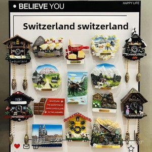Aimants de réfrigérateur en résine pour souvenirs, représentant la Jungfrau, le Matterhorn, Berne, Zurich, Lucerne, Interlaken - Product Image 3