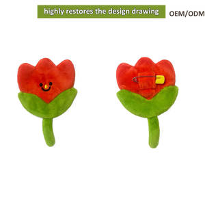 Spilla di peluche personalizzata bella pianta sorridente tulipano distintivo giocattolo Pin Bag 3D spilla sciarpa donna accessori regalo - Product Image 4
