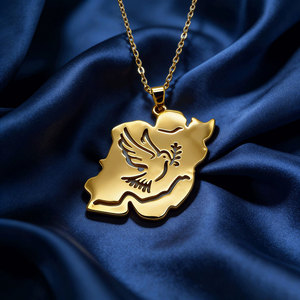 Collar de Acero Inoxidable Dorado a la Moda, Impermeable, para Mujer, Joyería 2026, Collar con Mapa de Irán Chapado en Oro de 18k para Mujer - Product Image 3