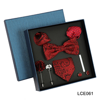8-teiliges formelles Set mit Fliege für Hochzeitsbräutigam, komplettes Accessoire, rotes Paisley-Muster, formelles Geschenk für den Abschlussball, Smoking