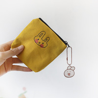 Dompet koin kelinci kecil lucu untuk wanita, dompet Mini Korea hati gadis segar kecil kompak sederhana kantung koin