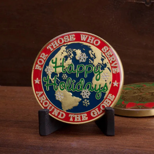 Logo personalizzato personalizzato delicato colorato natale felice vacanza in metallo sfida le vendite di monete - Product Image 3