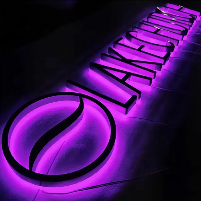 Hochwertige individuelle 3D-Edelstahl-Buchstaben mit hintergrundbeleuchtung Beschilderung Bar Werbeschild Anpassung