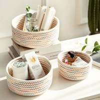 Panier de rangement en corde de coton écologique, moderne et minimaliste, pour cosmétiques, bijoux, télécommandes, papeterie, organisation du bureau