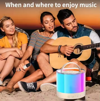 Mini Boombox, enceinte Bluetooth, lumière ambiante LED, enceinte karaoké pour enfants avec double microphone, mini caisson de basses