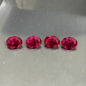 รูปไข่ขนาด 5 #   พลอยคอรันดัมสังเคราะห์สีแดงทับทิม 5 ชิ้น สำหรับทำเครื่องประดับ - Product Image 1