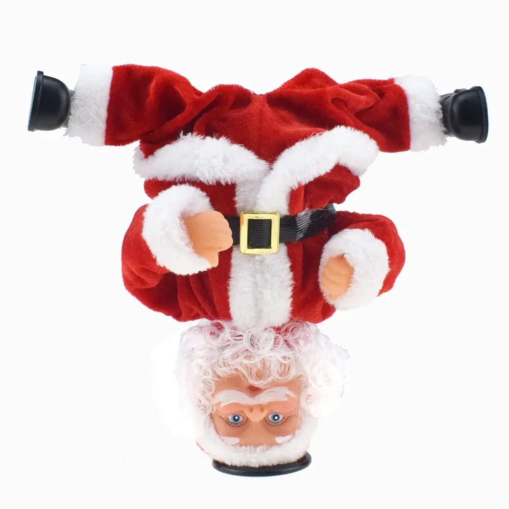 YIWU ALLO 2023 christmas gifts santa decorations electric plush navidad music revolving handstand santa
