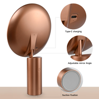 Miroir de maquillage éclairé rechargeable avec table de couleurs personnalisée, miroir de maquillage rond à LED avec lumière