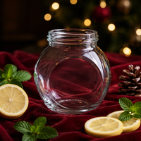 Vente en gros de pots en verre ronds vides de 200 ml et 300 ml avec panneau plat personnalisé à large ouverture pour l'emballage du miel, de la confiture et des bonbons