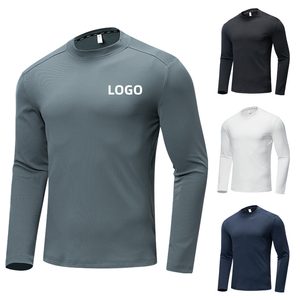 High Quality <b>Blank</b> Mens Light <b>Weight</b> Gym T Shirts Long Sleeve Sport Muscle Compression Slim Fit Workout Running T-Shirt - Product Image 5