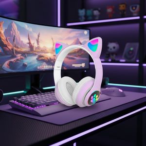 Cuffie Myrva a Orecchie di Gatto, Wireless Bluetooth 5.3, Luce RGB, Audio Stereo per Gaming, Controllo Touch, Ricarica Type-C - Product Image 3