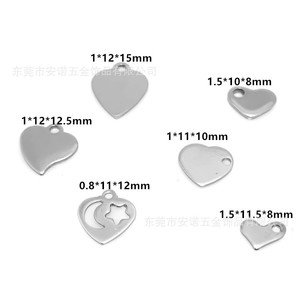 Colgante de Corazón de Acero Inoxidable Anno Jewelry, Varios Estilos para Accesorios de Fabricación de Joyería DIY, Acabado Liso - Product Image 5